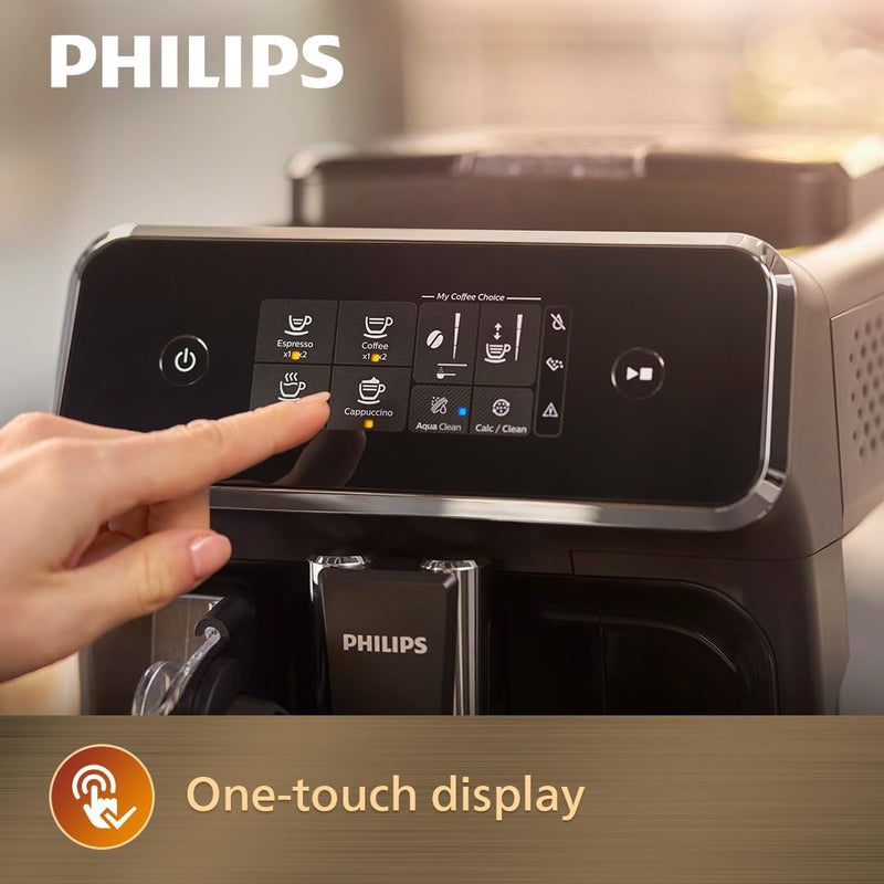 Philips Series 2200 Fully Automatic Espresso Machine with LatteGo, 3 Beverages, Touch Display, Glossy Black (EP2231/40)